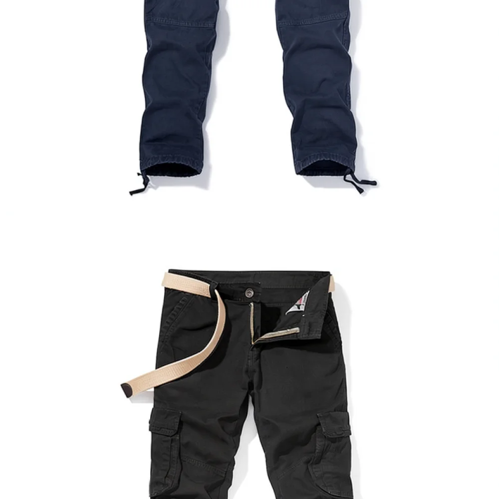 Mens Streetwear Cargo Pants Pure Cotton Multi Pocket Trousers Casual Straight Fit Outdoor Workwear Durable Daily Wear view 2