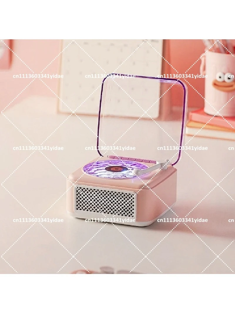 Wireless Bluetooth Speaker with Stereo Sound, Ambient Light, High-Fidelity Home Record Player for Vinyl