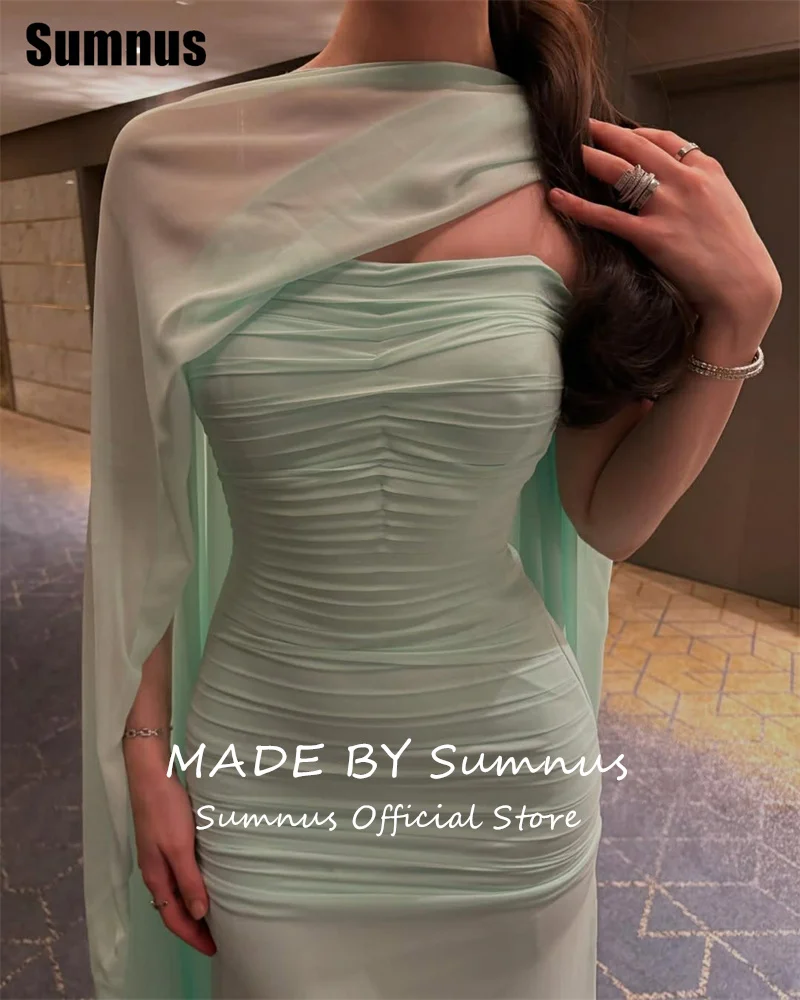 Sumnus فساتين سهرة أنيقة بحورية البحر ثنيات بفتحة جانبية بدون أكمام مناسبة رسمية فساتين Fساتين Shiret مخصصة