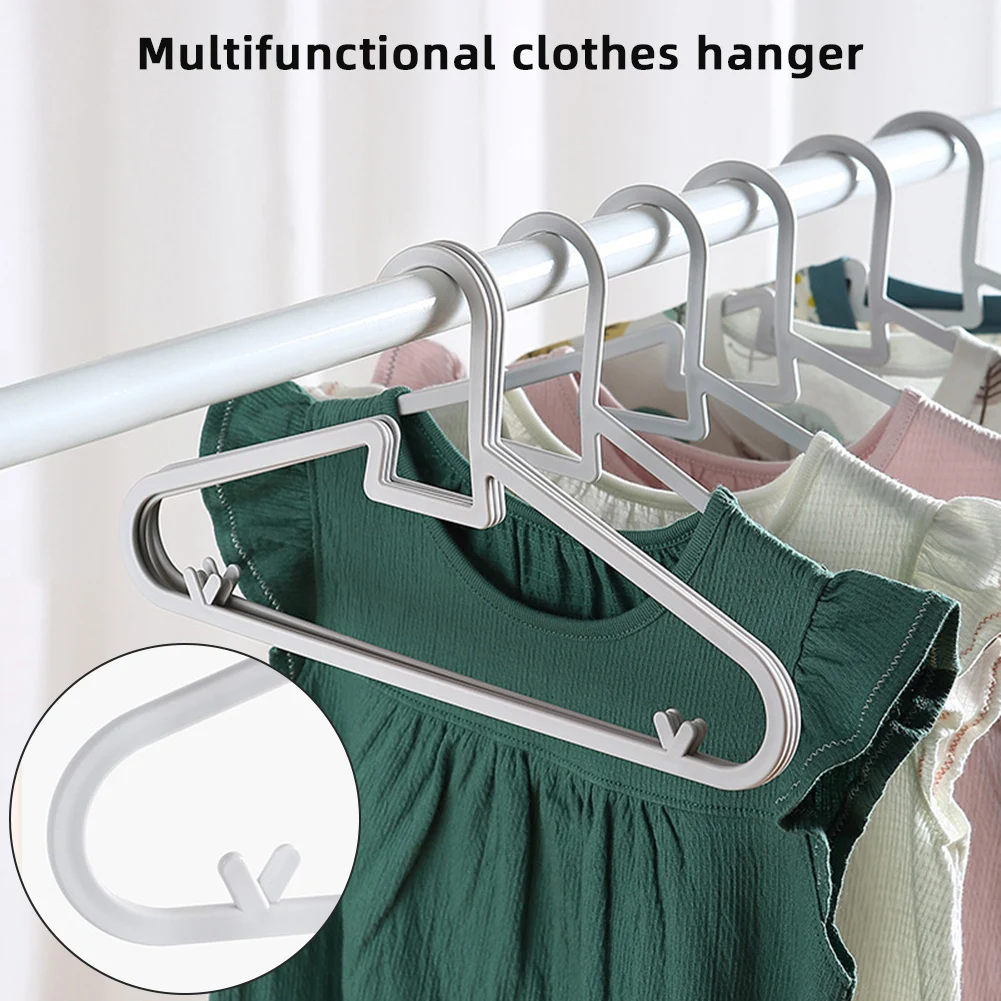 

12pcs Simple Household Children's Clothes Racks Plastic Seamless Anti-skid Support Small Multifunctional Storage Hanger For Baby