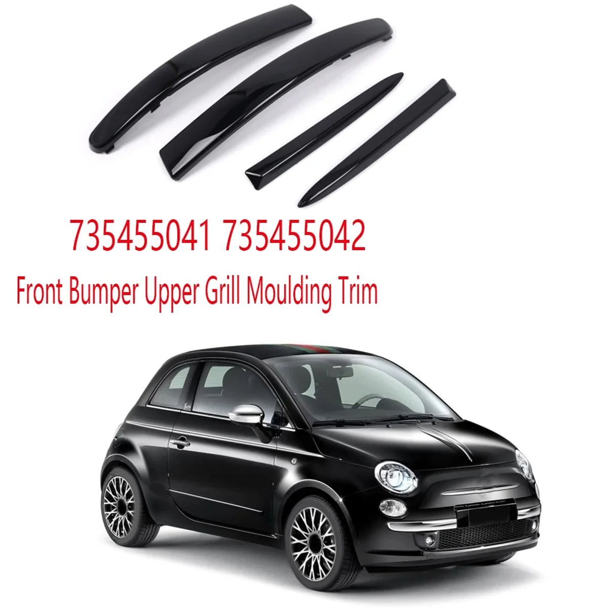 4PCS Front Bumper Upper Grill Moulding Trim for Fiat 500 2007-2015 735455041 735455042 735455056 735455057