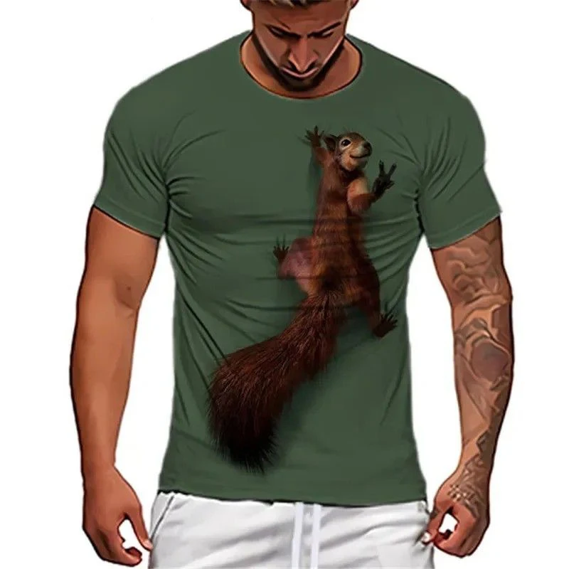 Summer Funny Squirrel Animal T-Shirts 3D Print Men Short Sleeve O-Neck T Shirt Casual Harajuku Y2K Top Street Tees Men Clothing