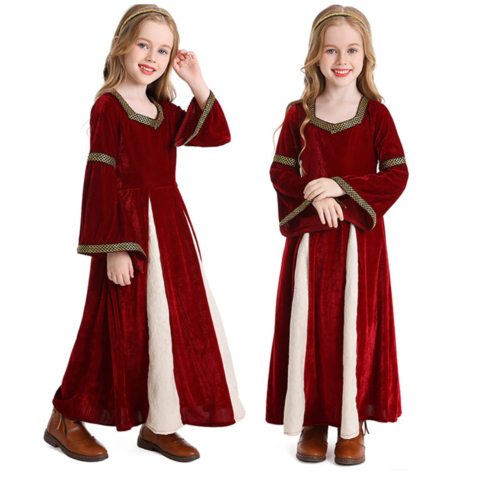 中世のドレス レトロ コート ボール ベル スリーブ 女の子用 ハロウィン クリスマス パーティー