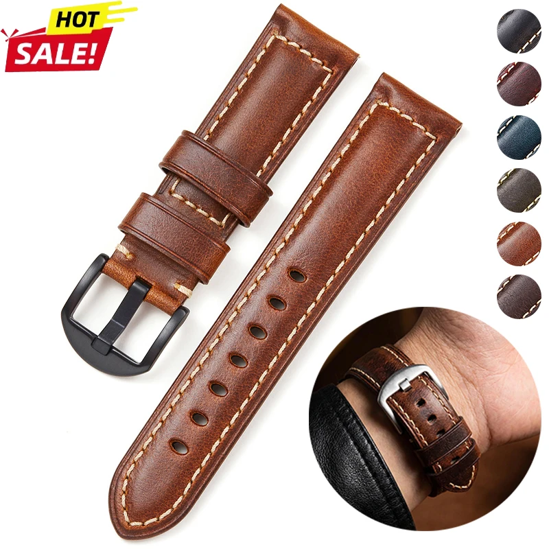 

Leather Watchbands 18mm 20mm 22mm Watch Straps Business Wrist Belt Black Brown Quick Release Bracelet Soft Watch Accessories