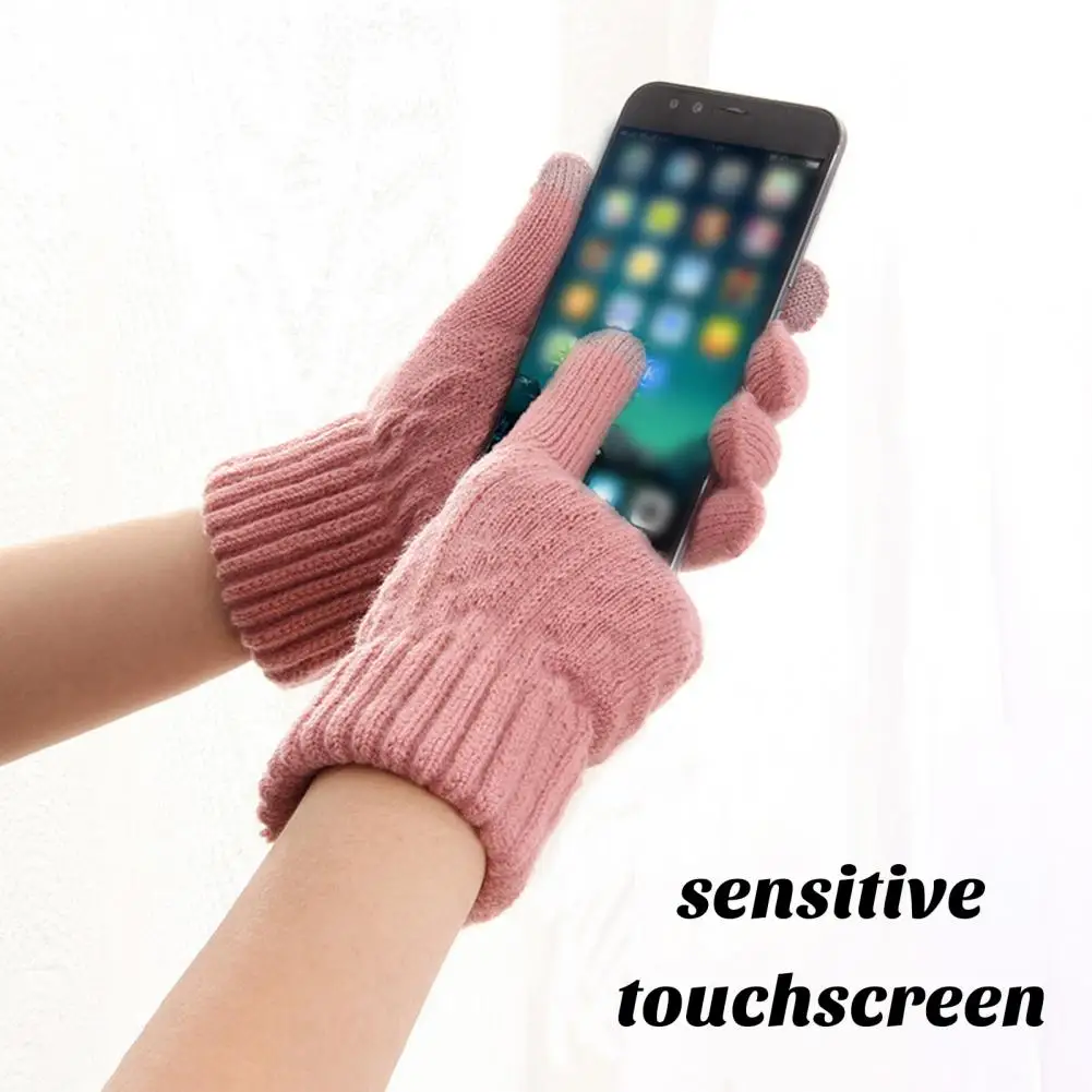 Winter Thicken Warm Knitted Gloves for Women Men Mobile Phone TouchScreen Knitted Gloves Winter Thick Warm Adult Gloves Mittens