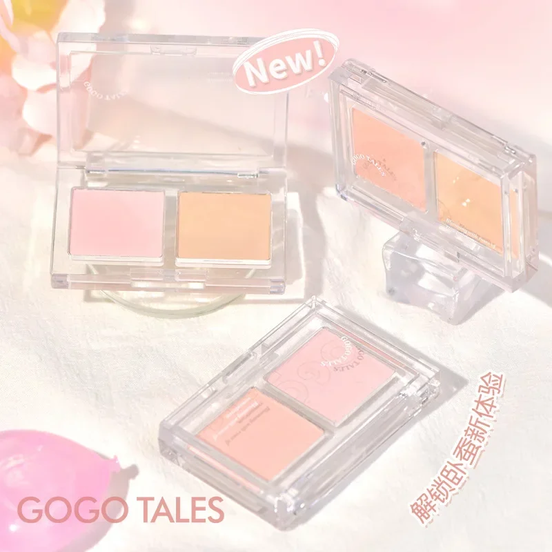 Gogotales-Blush de contour, surligneur, palette tout-en-un, bang naturel, ver à soie, poudre de surbrillance bicolore