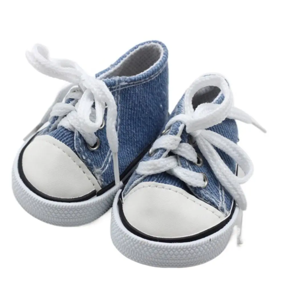 American 18 Inch Girl Doll Canvas Shoes 7cm Fashion Lines Flowers Sneakers Boots For 43cm Baby DIY Russia OG Doll Toy