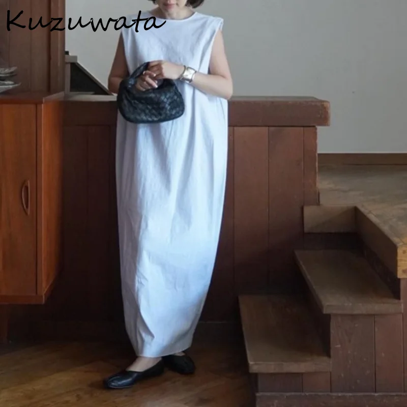 

Kuzuwata High Quality New Japanese Literary Dress Simple Design Sense 2024 Summer Robe Onepiece Cocoon-shaped Long Vestidos