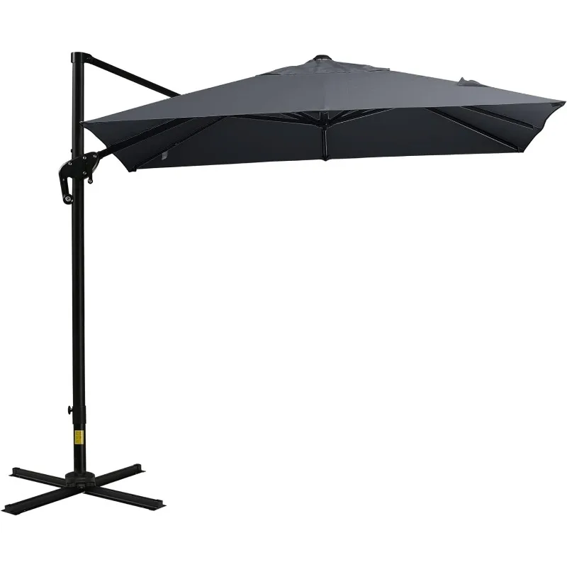 

8FT Cantilever Patio Umbrella, Square Outdoor Offset Umbrella with 360° Rotation, Aluminum Hanging Umbrella with 3-Position Tilt