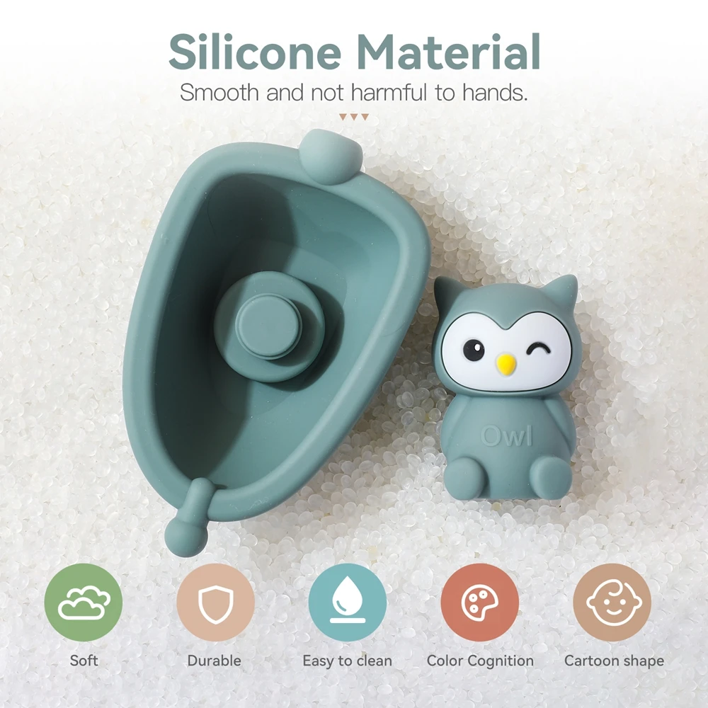 Juguetes de baño para bebé, animales de silicona, dibujos animados de astronautas, juego con juguetes de agua, rociador de silicona para bañera, juguete sin BPA, baño de natación