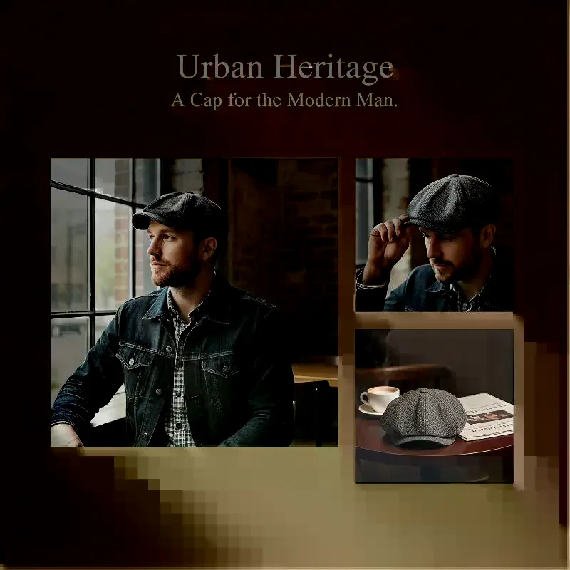 Spring Autumn Men Newsboy Hat Vintage Style Adjustable Casual Beret Classic Cotton Cap Unisex For Daily Wear
