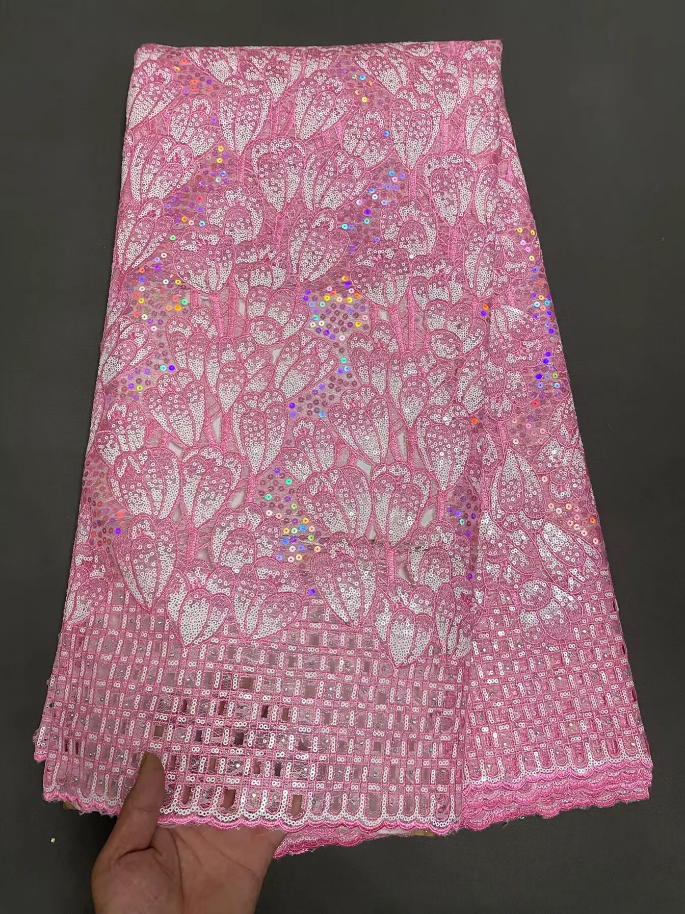 Kain Renda Guipure Tali Afrika dengan Payet 2025 Kualitas Tinggi Bahan Jaring Nigeria Gaun Pesta Renda Ghana Jahit 5 Yard