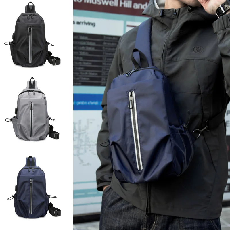 New Casual Men's Chest Bag, Fashionable and Versatile Shoulder Bag, Multi-functional Waterproof Large-capacity Crossbody Bag