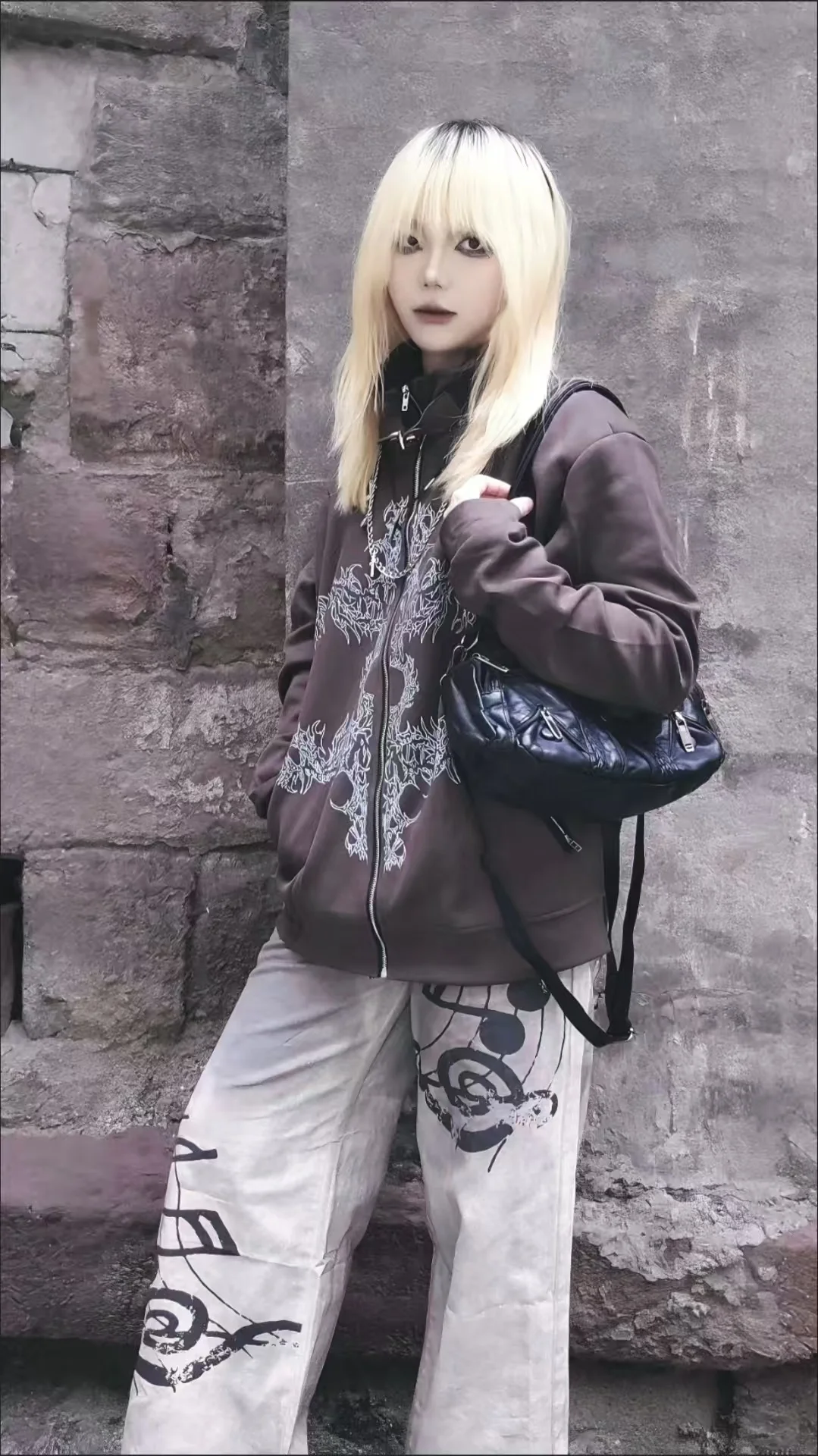 

2025 Subculture Streetwear Chic Jacket Pockets Printed Long Sleeve Coat Women Slim Casual Zipper Vintage Outwear Y2k Stand Neck