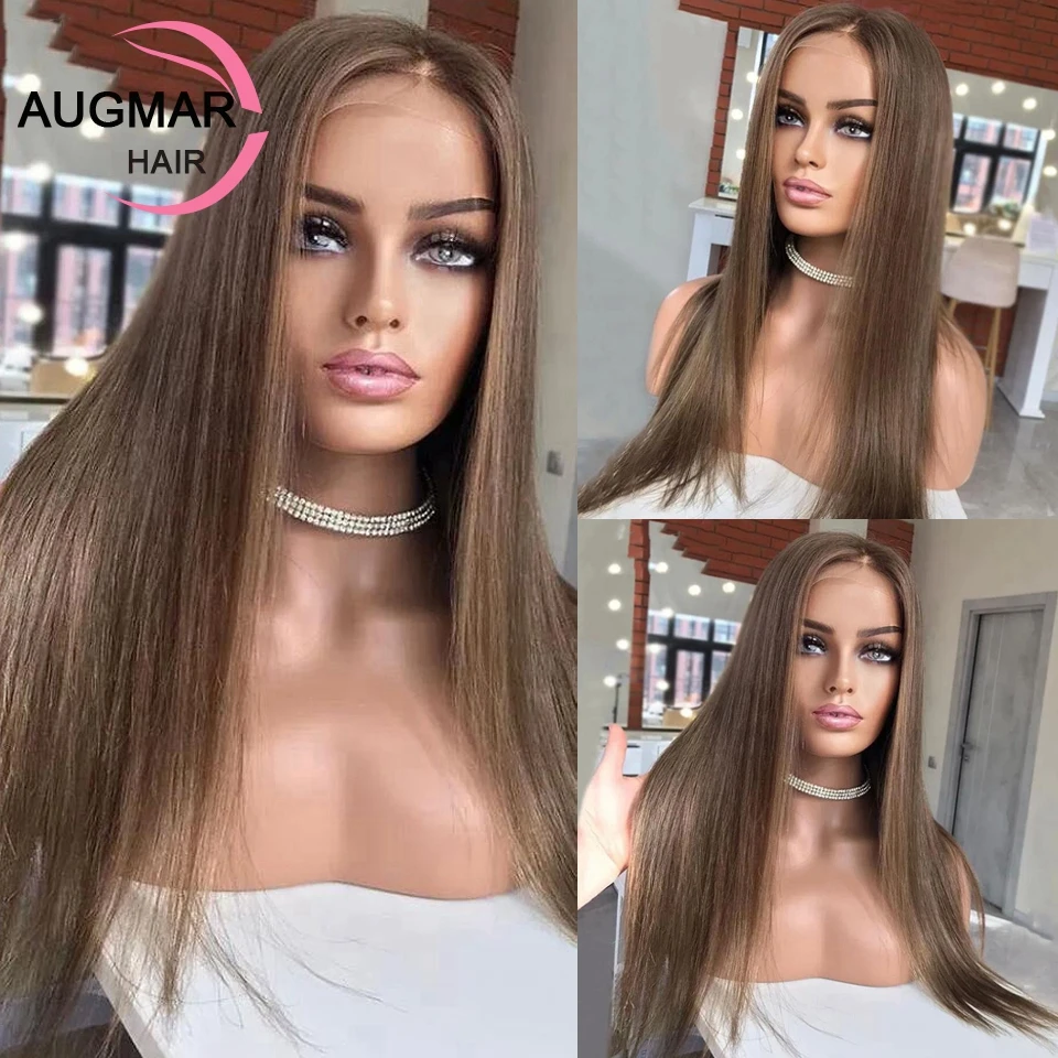 13x4 Chestnut Brown Straight Lace Front Wigs Human Hair 13x6 HD Lace Frontal Wig Chocolate Brown 13x4 Human Hair Wigs For Women