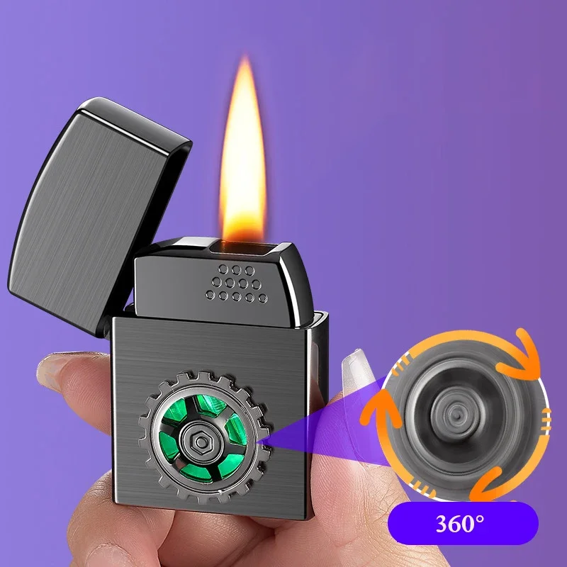 Dragon Creative Smart Gas-Electric Lighter Decompression Turntable Voice-Controlled Ignition Usb Charging Smoker Gift Accessorie