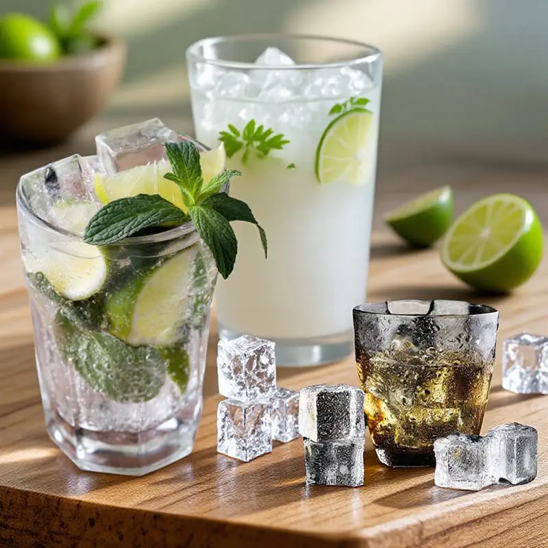 

50Pcs Acrylic Fake Ice Cubes Artificial Clear Crystal Cubes 20mm Realistic Display Decoration Vase Fillers Photography Props