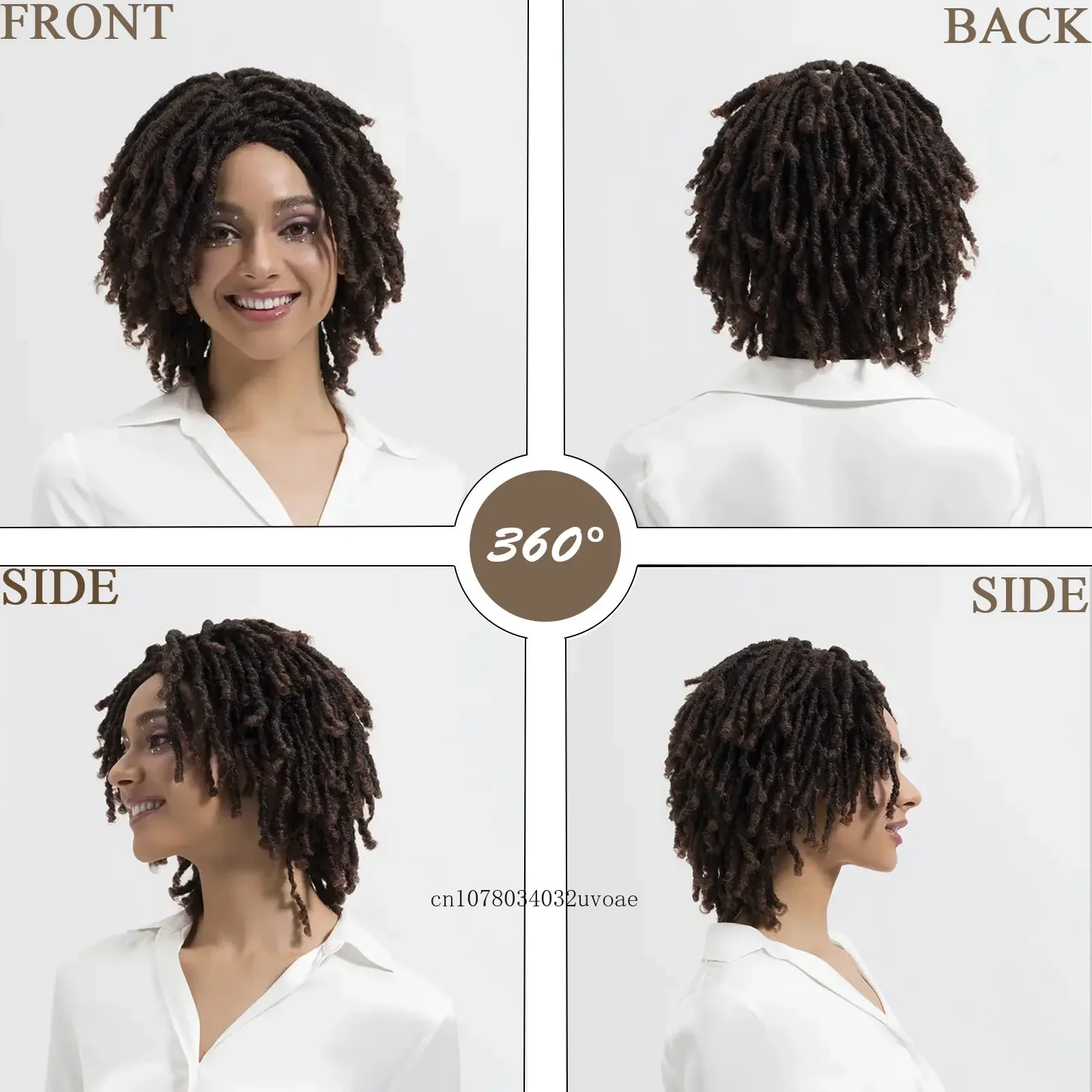 Synthetic Hair 16 Inch Dreadlock Wig Pre Looped Braiding Hair Wig Twist Braiding Afro Curly Braided Wig for Women Colly Costume