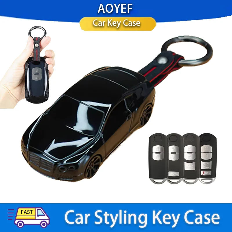 Car Shape Model for Mazda 2 3 5 6 Axela Atenza Demio CX-3 CX5 CX-7 CX-9 MX-5 2 3 Button Smart Remote Key Case Cover Fob Keychain