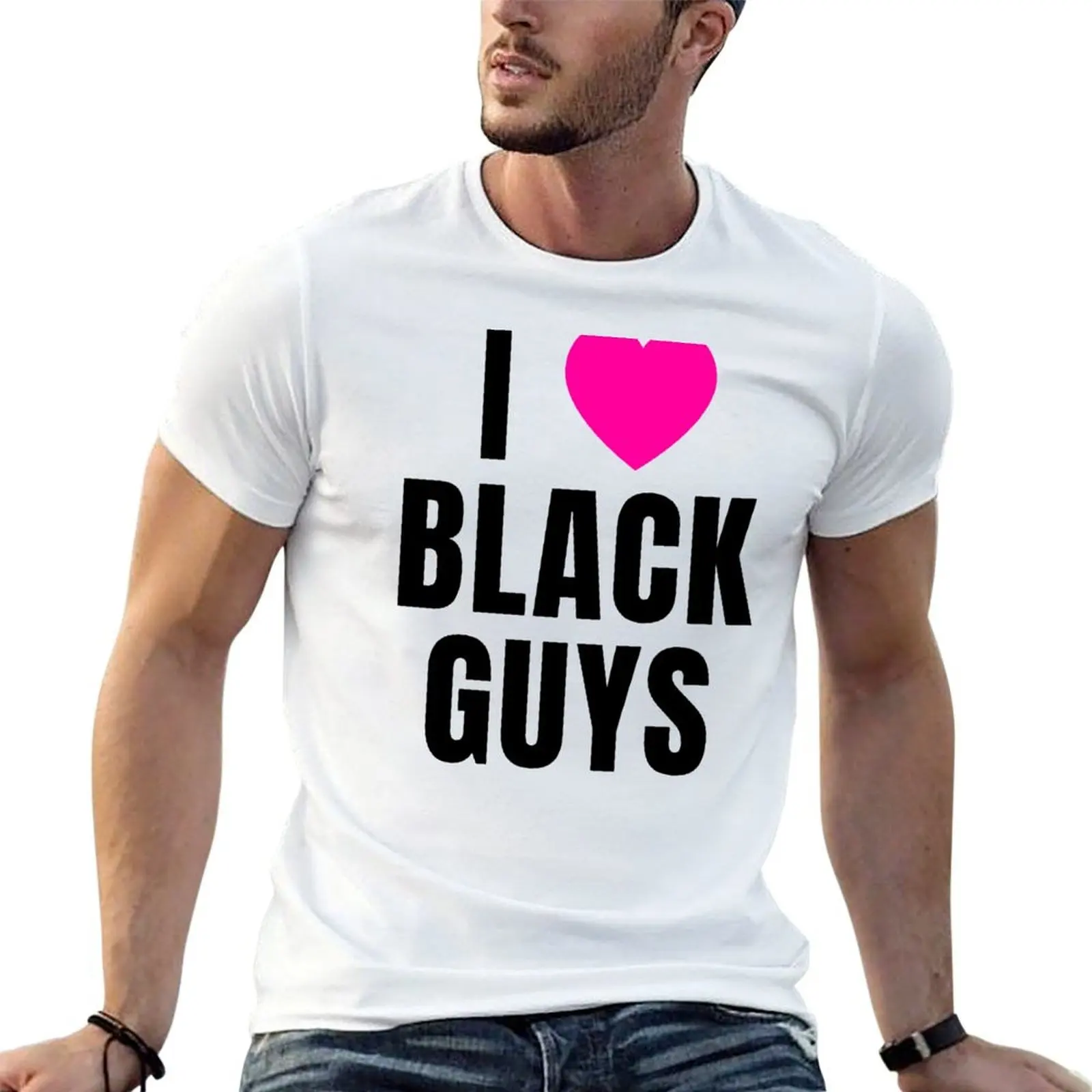 

I love black guys T-Shirt man t shirt cotton man t shirt summer T-Shirt