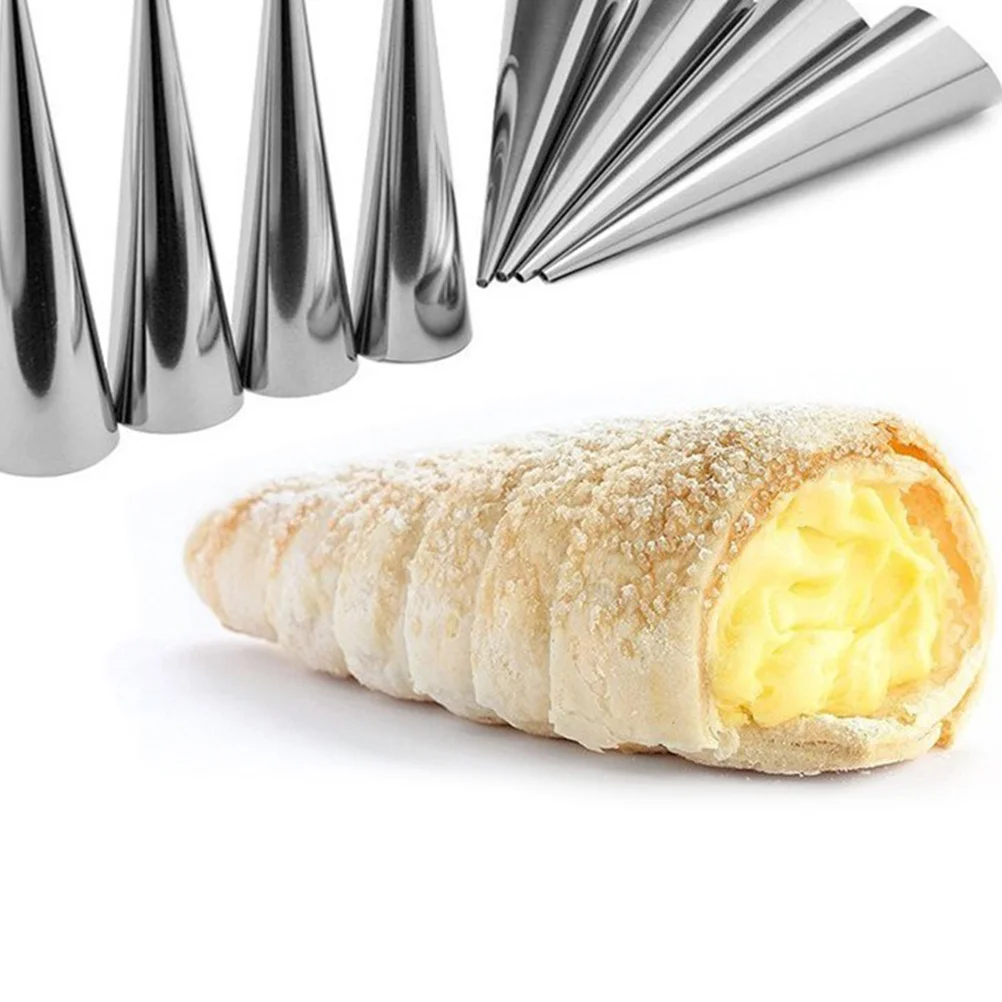 

16Pcs Croissant Mold Stainless Steel Conical Tube Baking Tools for Pastry Cannoli Cream Horn Bread Mould Cleaning Brush Included