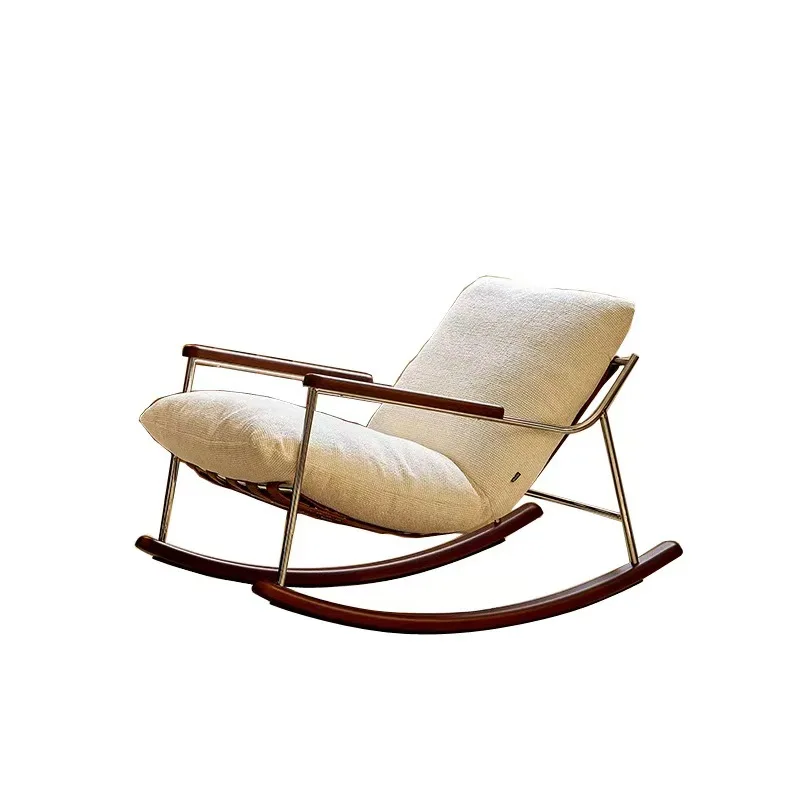 

Comfortable Rocking Chairs Stainless Steel Down Velvet Fabric Lounge Chairs For Hotel Apartment Living Rooms