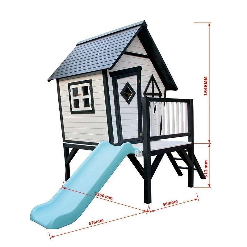 Kindergarten Outdoor Movable Cabin Assembly Solid Wood House Children's Toy Play Room Slide Climbing Tree House