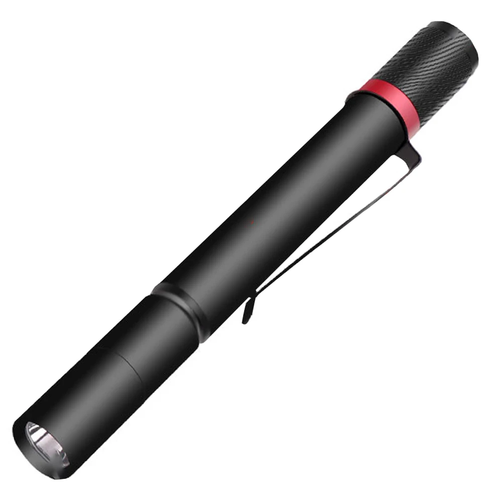 

Aluminum Alloy Mini LED Flashlight Pen Lamp Key Include Waterproof Clip Outdoor Camping High Low Light Zoom Simple