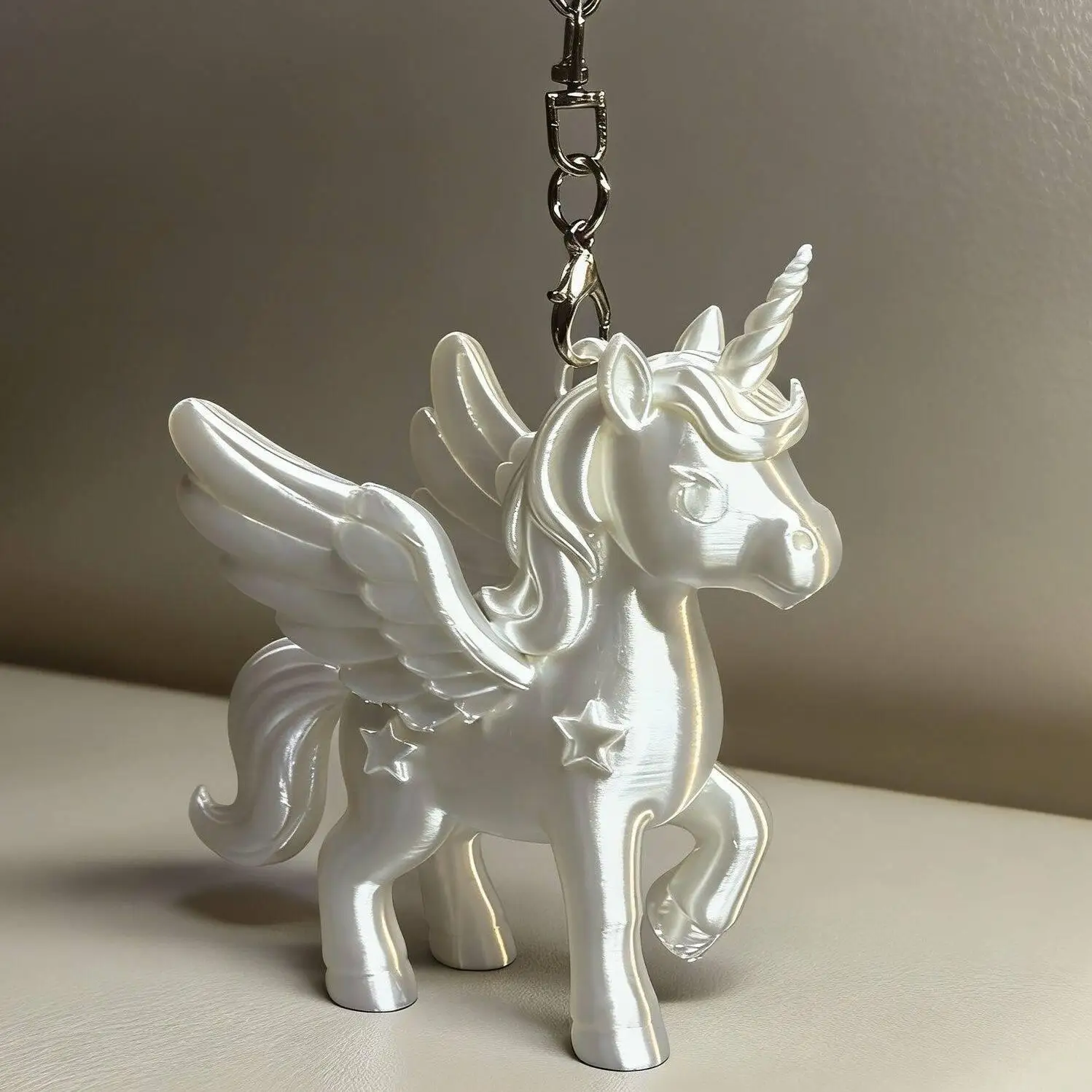 1-10pcs Korean Fashion Pink Pegasus Keychain 3D Printed Cute Bag Charm Heart Clasp Backpack Pendant Women Keyring Gift for Girls