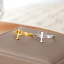 Lucktune PSI Psychology Symbol Rings for Women Men Stainless Steel Greek Alphabet Letter Ψ Rings Spiritual Amulets Jewelry Gift