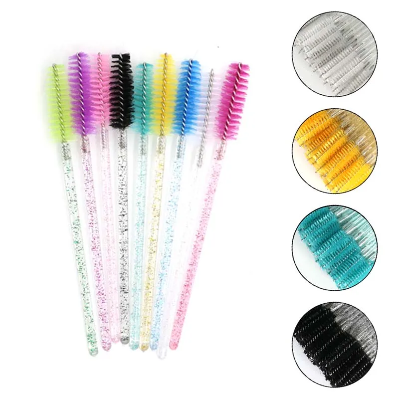 Wimper Extension Rainbow Crystal Wenkbrauw Borstel Mascara Wand Applicator Spoolers Wimpers Cosmetische Penselen Set Makeup Tools