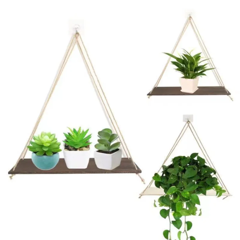 Hanging Shelf Wooden Shelves Bedroom Macrame Ornamental Wall Shelves Childrens Room Floating Swing Shelf Flower Rack Home Decor