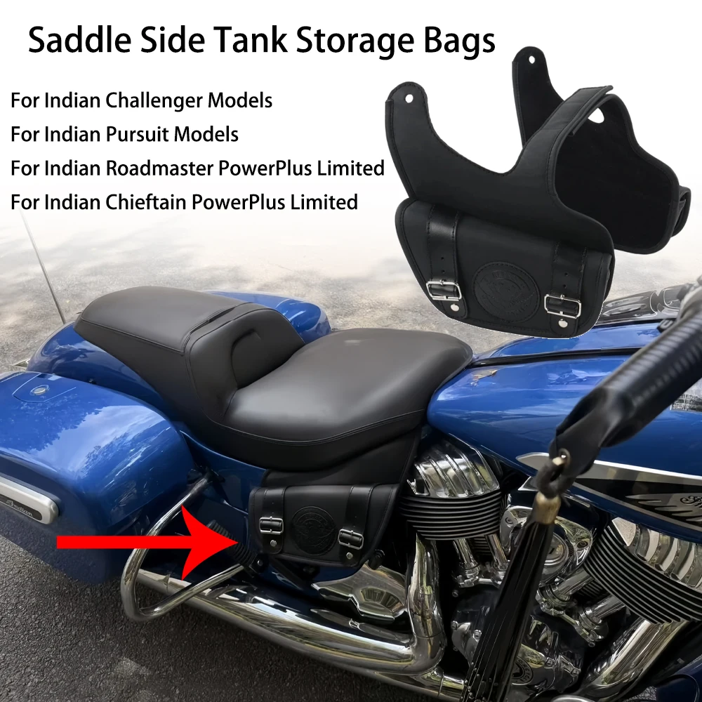 

For Indian Challenger Pursuit Dark Horse 2020-2026 Chieftain PowerPlus Limited 2025 Black Heat Shield Side Tank Bag Cover
