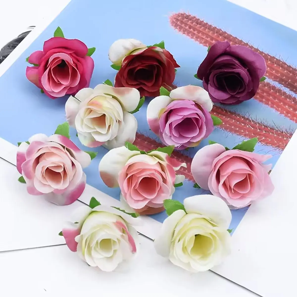 

50/100pcs Artificial flower Silk Rose Bud Home festival Outdoor Garden Decor Christmas Diy gift candy box brooch Wedding bouquet