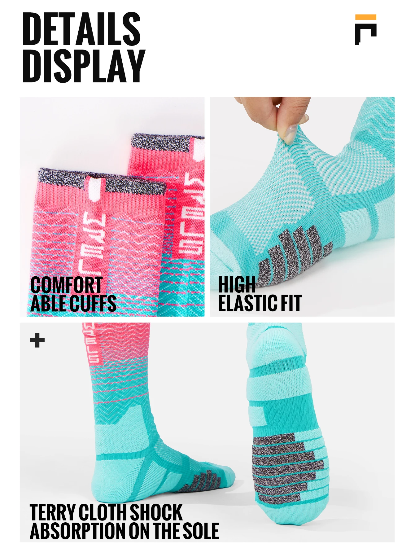 WRELS Lauf-Marathon-Profi-Socken, atmungsaktiv, für Reisen, Basketball, absorbieren Feuchtigkeit, Schweißsocken, Outdoor-Sportsocken für Männer und Frauen – Detail 10