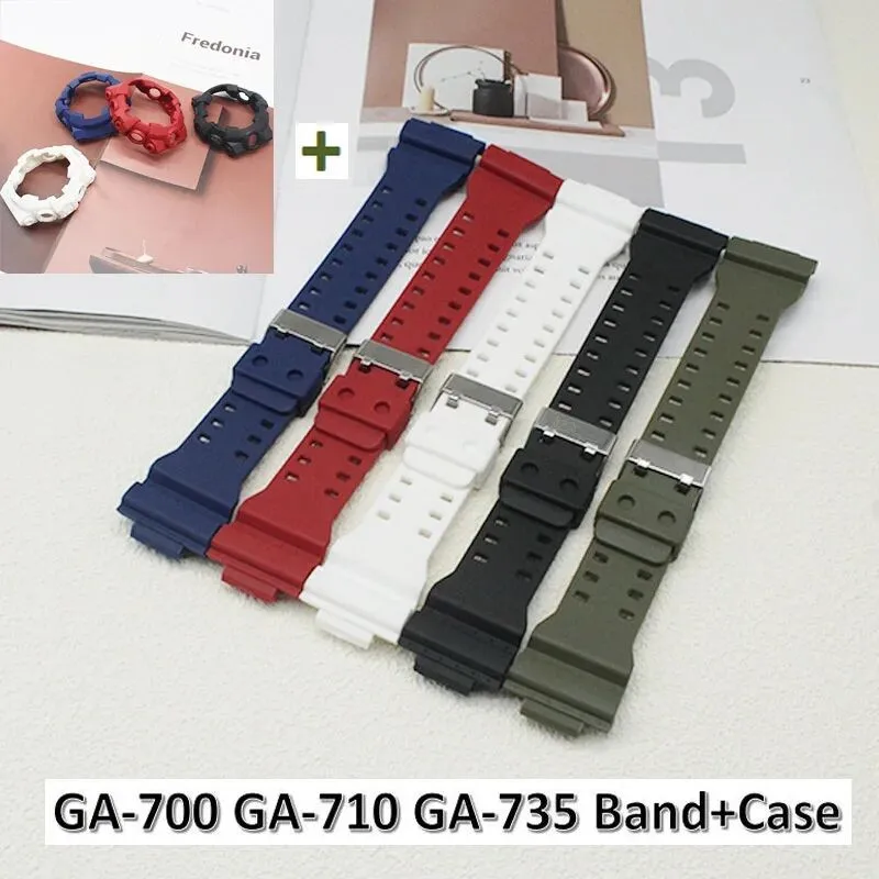 2 IN1/Lot Strap Wrist Watch Case GA700 GA710 GA735 Band Bracelet Watchband GA-700 GA-710 Frame bezel Protective Cover