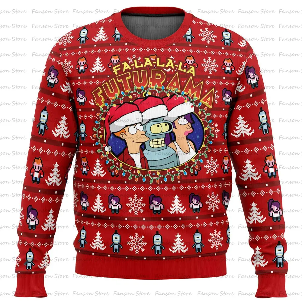 Fa-La-La-La Futurama Ugly Christmas Sweater Cartoon Anime Women Men Pullover Tops New Fashion Couple Hoodie Sweatshirt