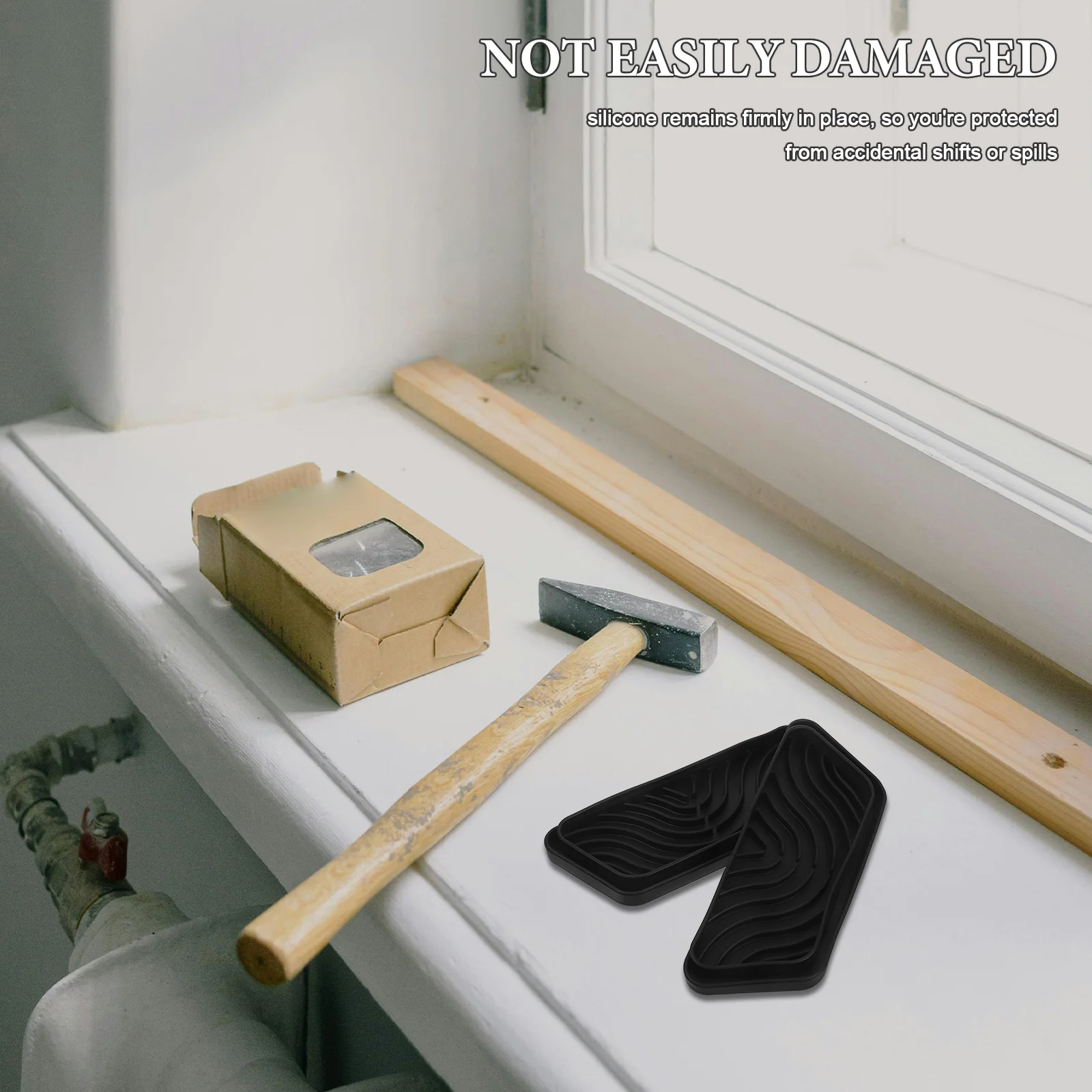 

2pcs Refrigerator Drip Tray 8X3" Silicone Water Dispenser Drip Catcher Spill-Proof Non-Slip Rectangle Pan For Fridge Freezer