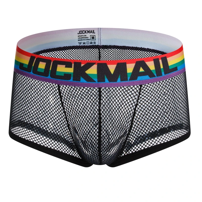 JOCKMAIL Mens Boxers Cotton Rainbow Sexy Men Underwear Mens Underpants Male Panties Shorts U Convex Pouch for Gay White Black