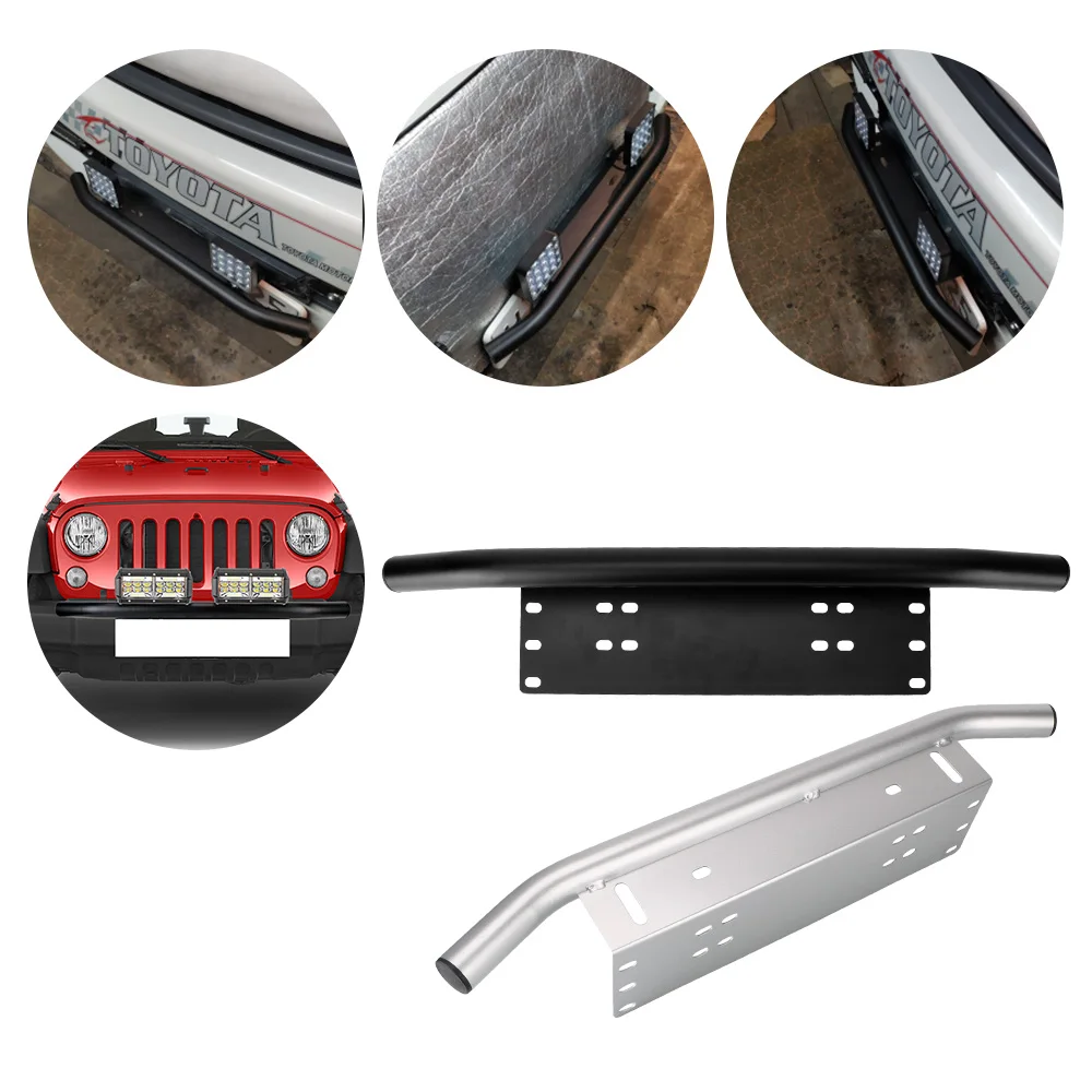 Car Off Road LED Light Bar Frame Holder Aluminum Front Bumper License Plate Universal SUV Lamp Holder Log Light Mount Bracket