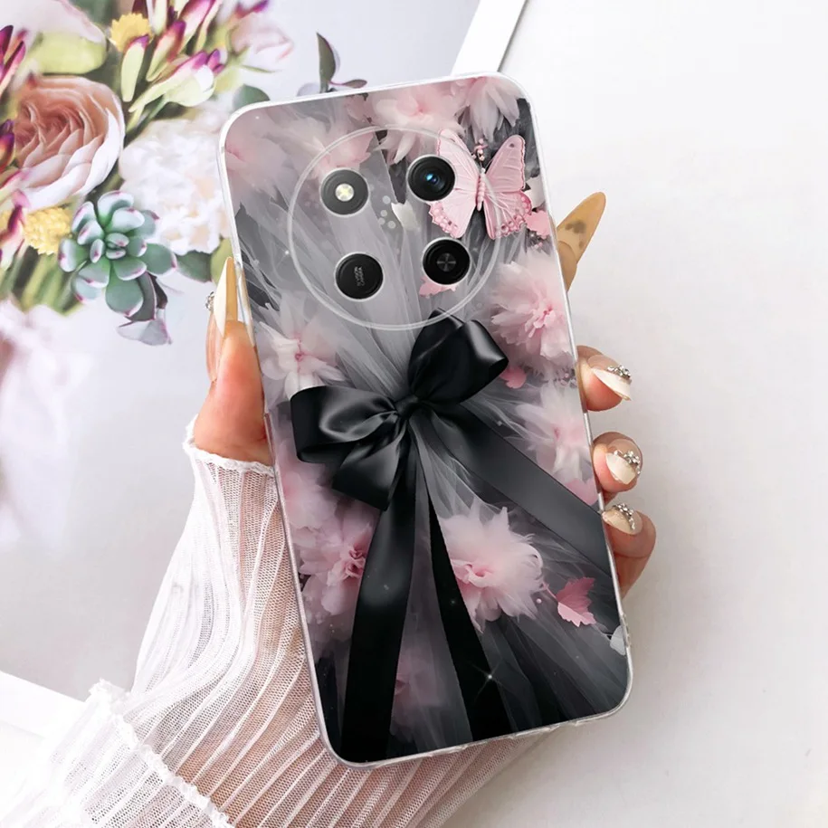 For Honor X9c Case HonorX9c Smart Cover Popular Flower Transparent TPU Silicone Slim Soft Phone Case For Honor Magic7 Lite Funda