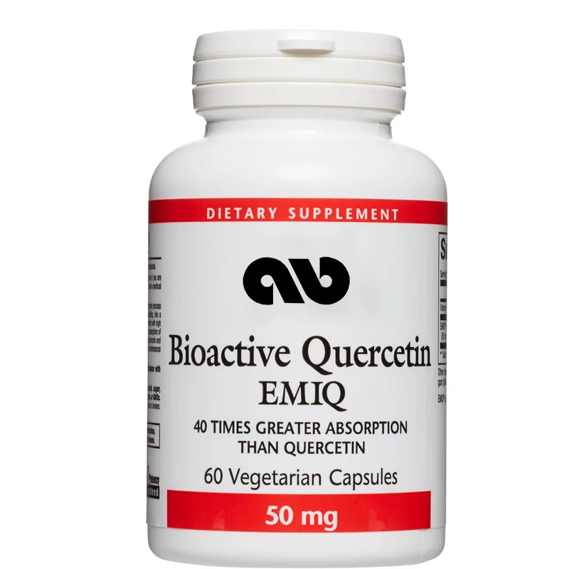 

Bioactive Quercetin EMIQ 50mg contains Vitamin C, supporting sinus, heart, and immune health, in 60 capsules