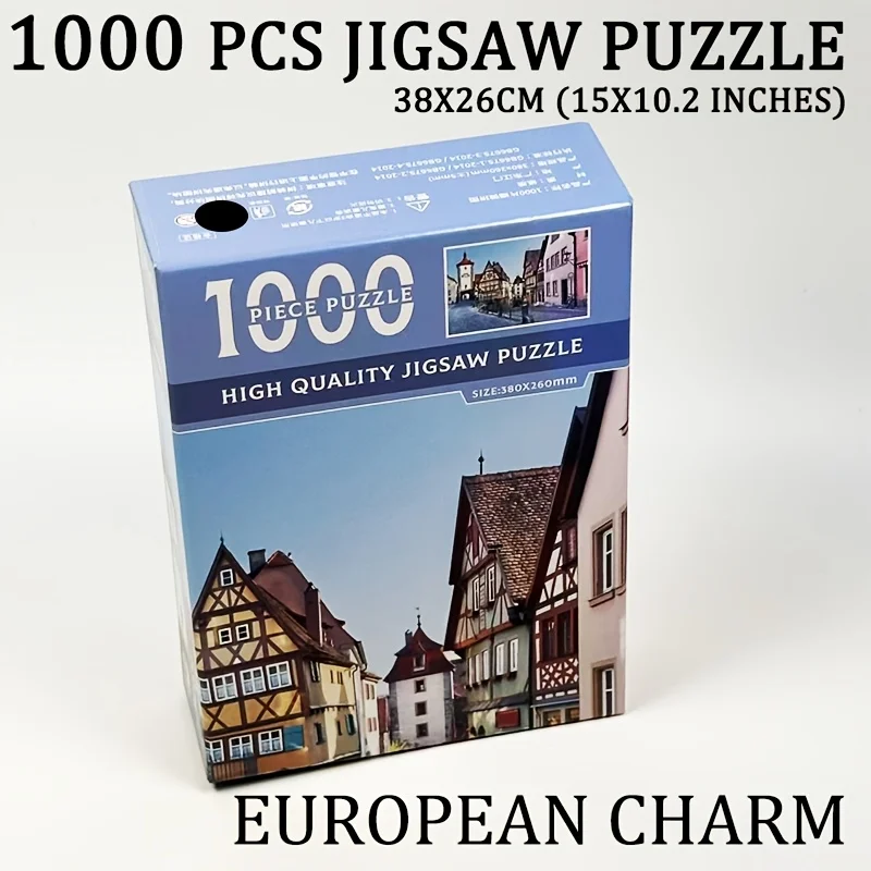 

1000-Piece Puzzles For Adults Town Scene, 38x26cm (15x10.2in) Holiday Party Games, Family Activities, Home Decor,