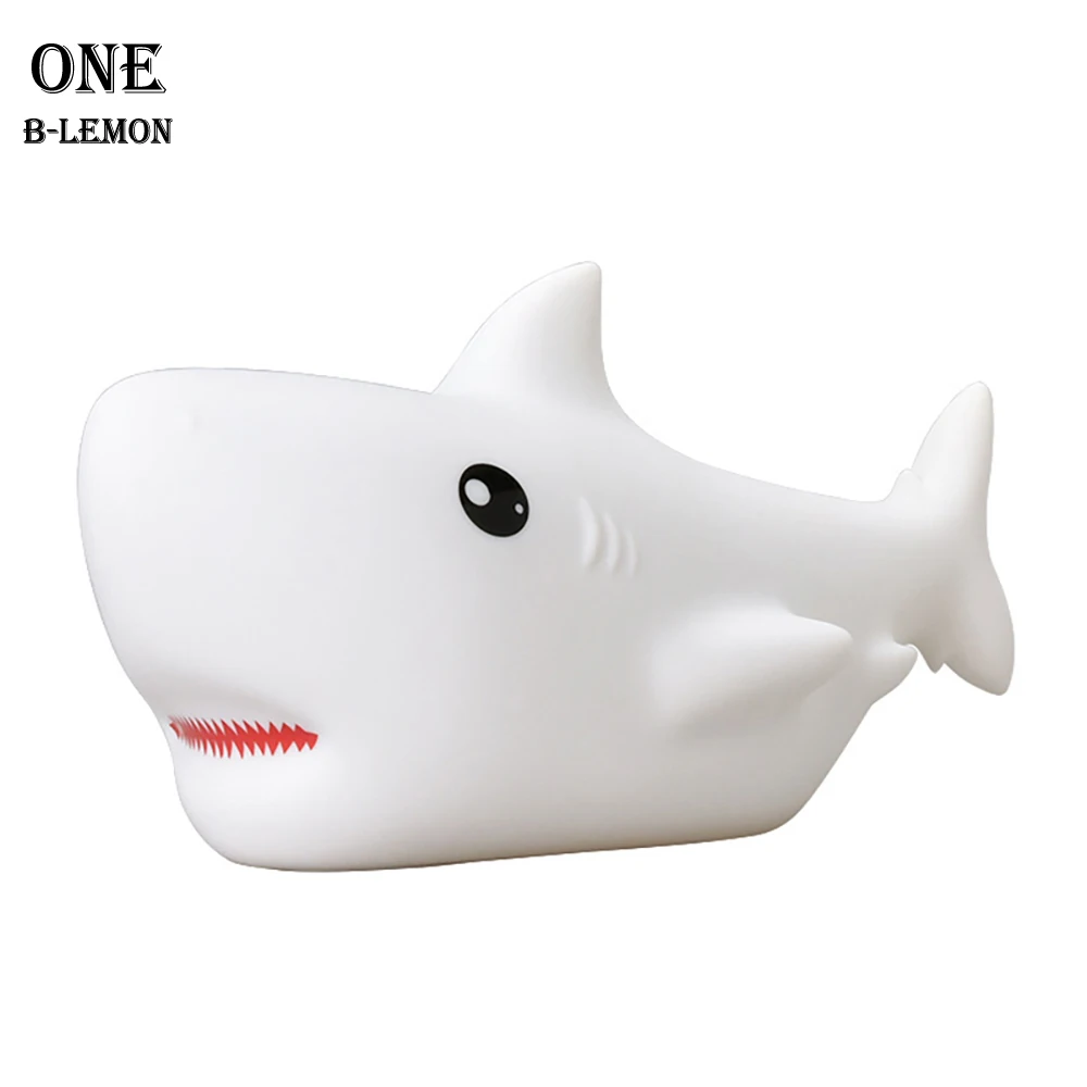 Silicone Lamp Colorful Nightlight with Shark Shaped Design, Tap Control Atmosphere Light, Home Decoration Holiday Gift for Kids