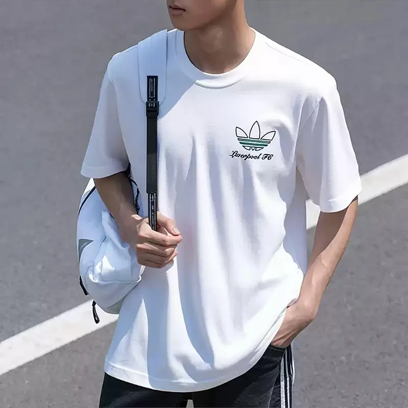 

Adidas Clover Men's New Style Football Sport Half-Sleeve Casual Cultural Short-Sleeved T-shirt JZ1593