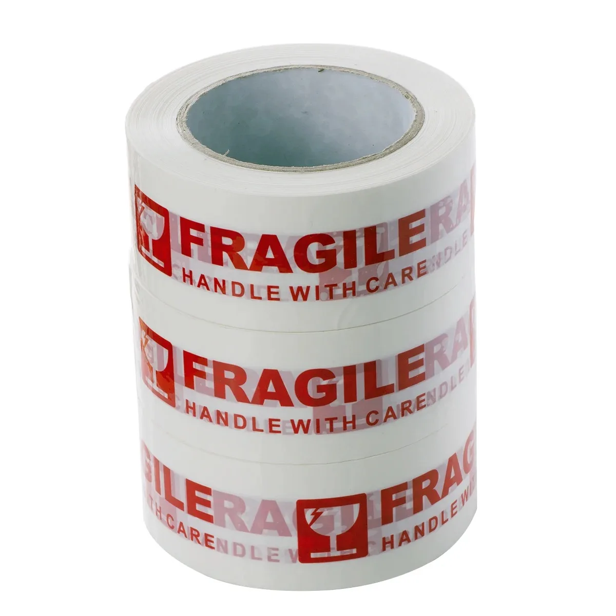 

1 Roll White and Red Fragile Packing Tape Handle with Care Bopp Shipping Warning Sticker Label