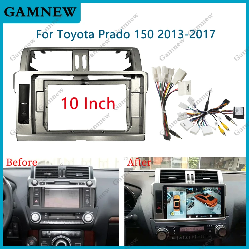 

10.1 inch Car Frame Fascia Adapter Canbus Box Decoder Android Radio Dash Fitting Panel Kit For Toyota Prado 2013-2017