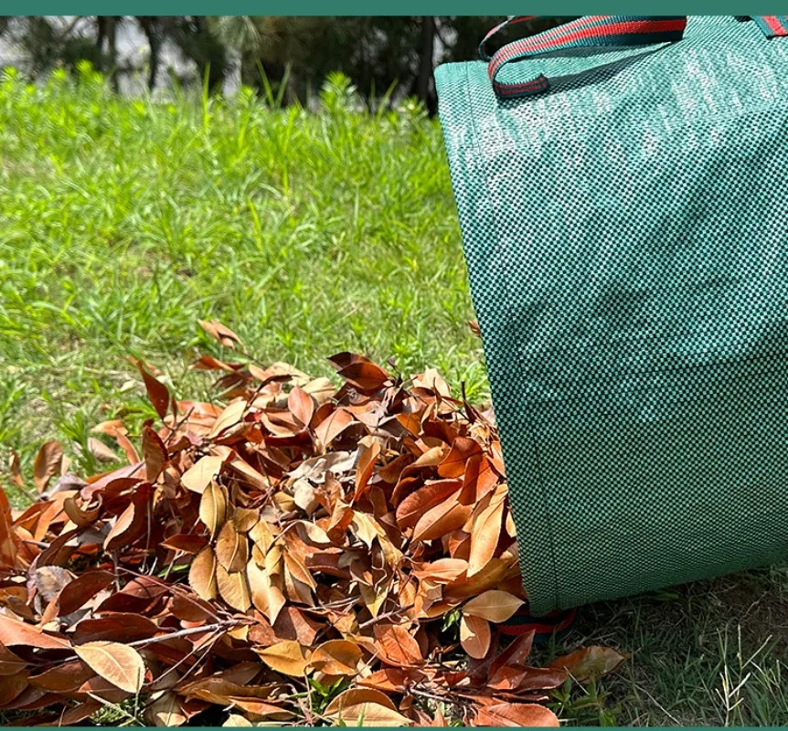 Borsa per la raccolta dei rami delle foglie da giardino all'aperto Borsa per lettiera per foglie addensata Borsa per la raccolta dei rifiuti da giardino piegata