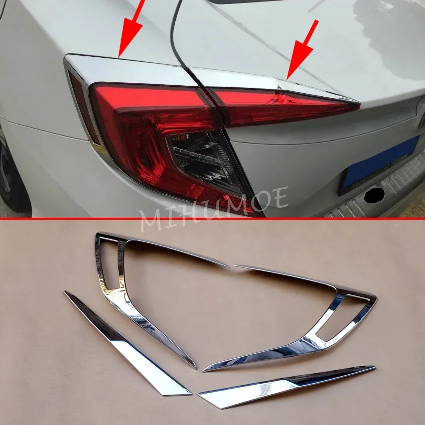 For 2016-2021 Honda Civic Sedan Chrome Tail Light Cover Strips Trims Car Taillight Accessories