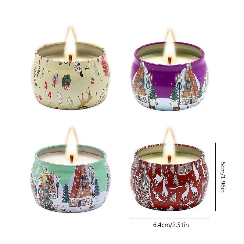 Pequenas velas perfumadas ajustadas para o Natal, vela aromático, duradouro, design decorativo, mini presente saudável, 4pcs